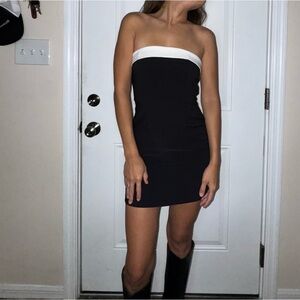 Edikted Strapless Black and White Dress